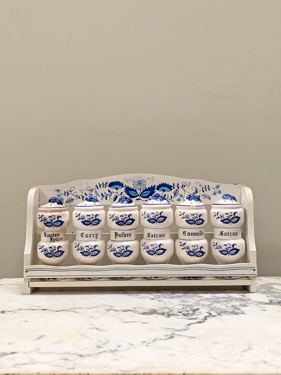 Blue onion spice jars