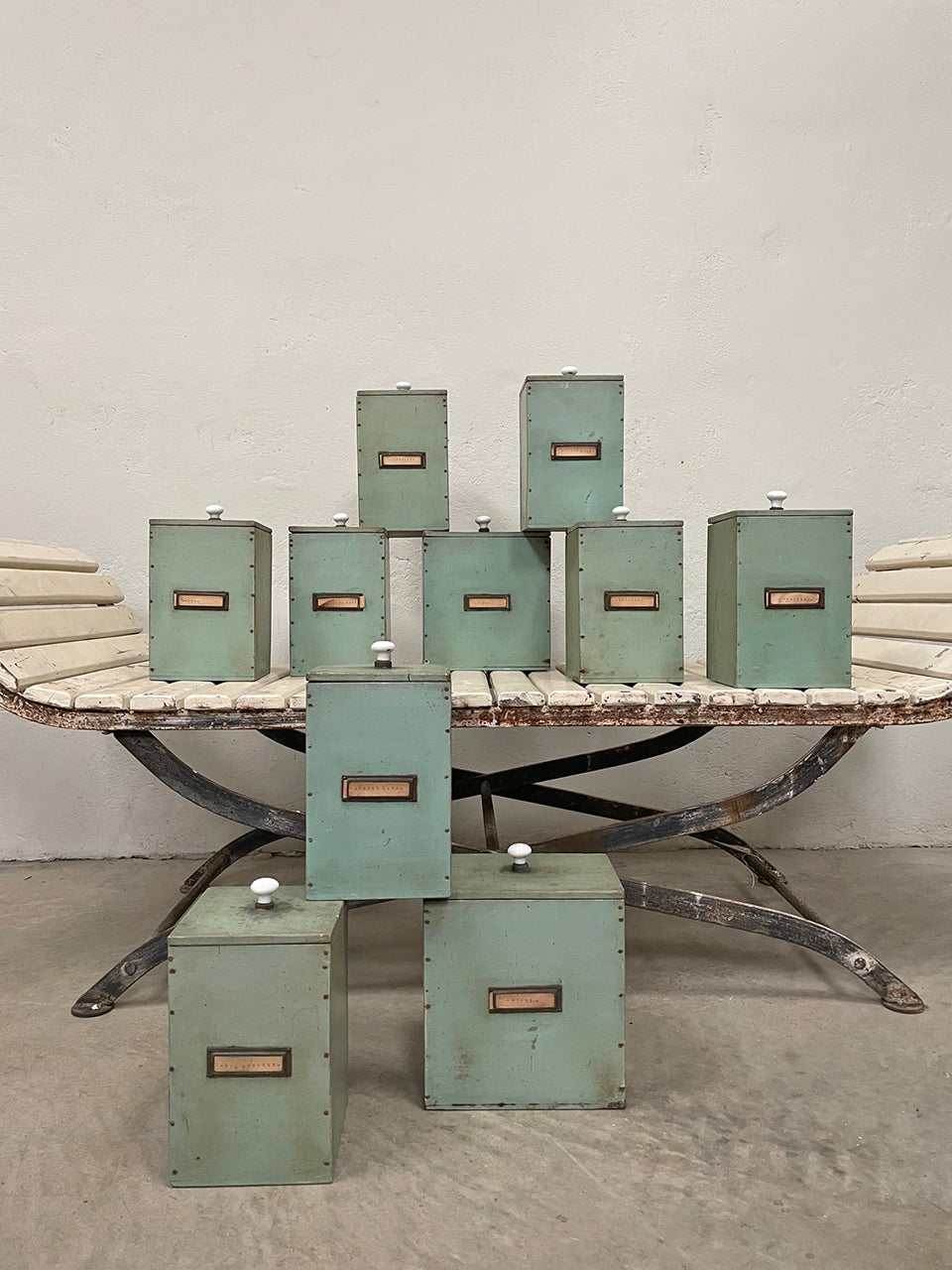 Set of 9 wooden boxes (from £30 each)