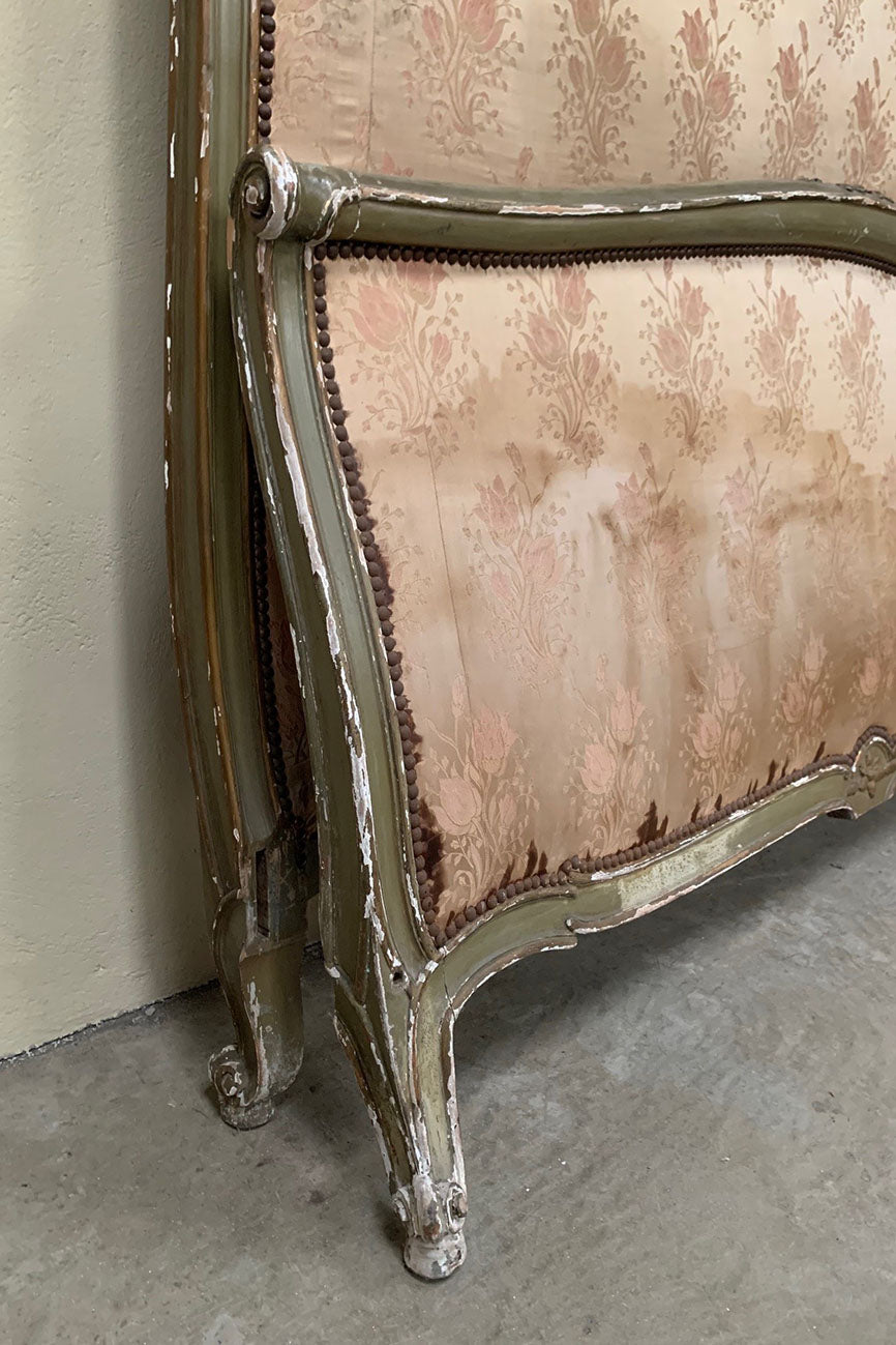 Louis XV painted & upholstered bed 'as is'