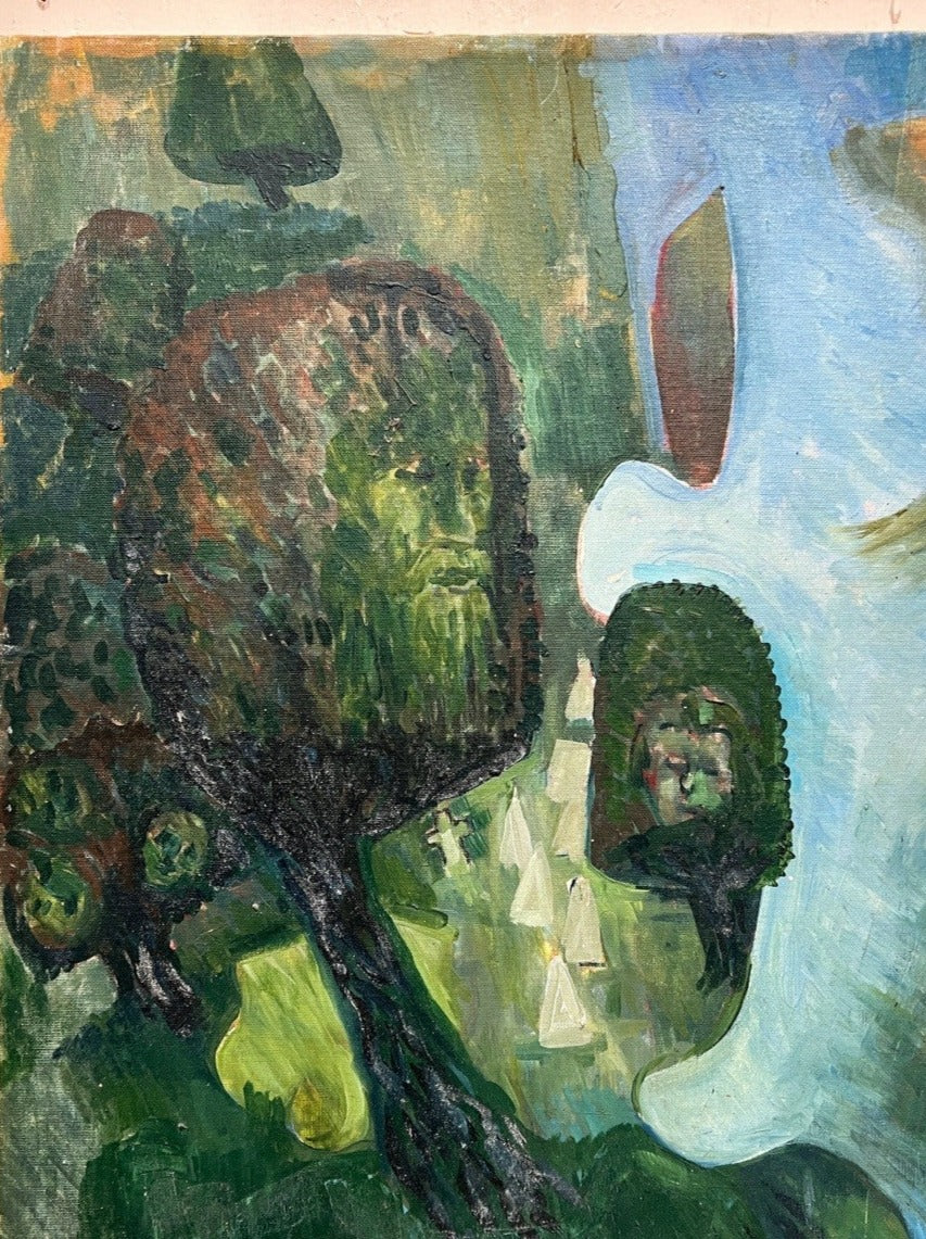 Surrealist oil on board