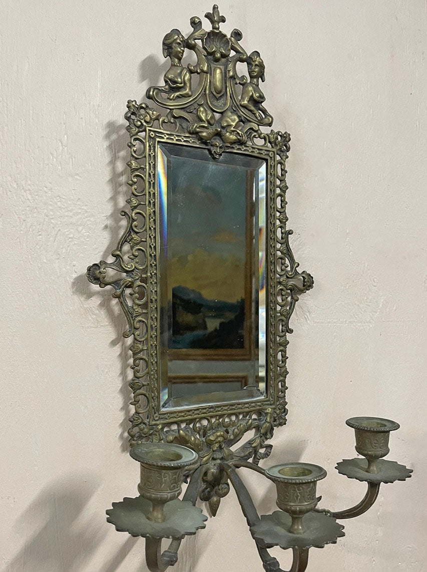 Pair of brass wall sconces (Reserved)