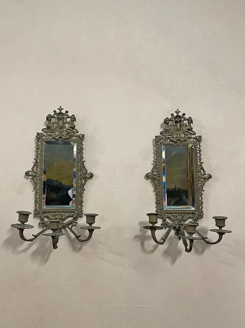 Pair of brass wall sconces (Reserved)