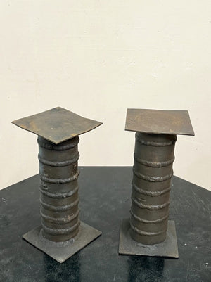 Pair of brutalist steel columns