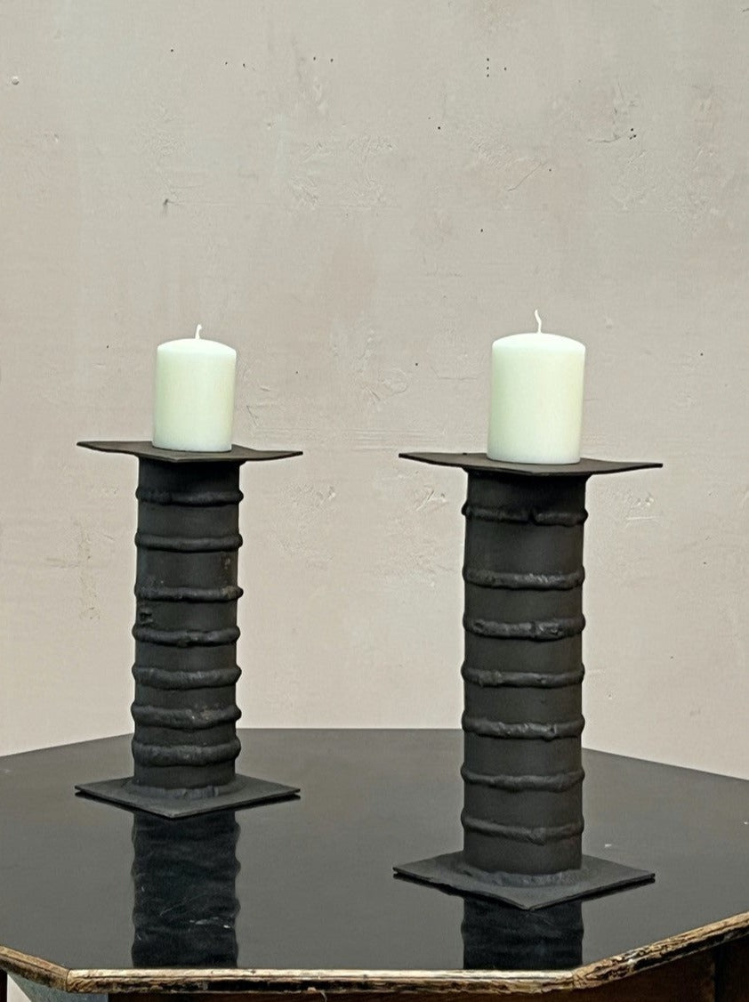 Pair of brutalist steel columns