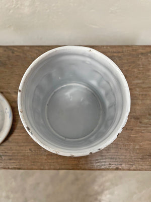 Set of 6 white and blue cafe pots