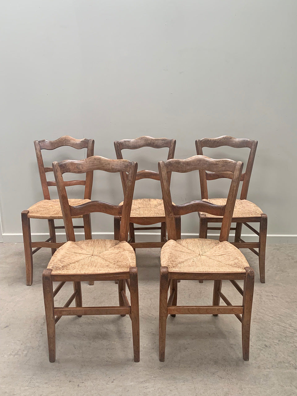Walnut chairs with rush seats (each)