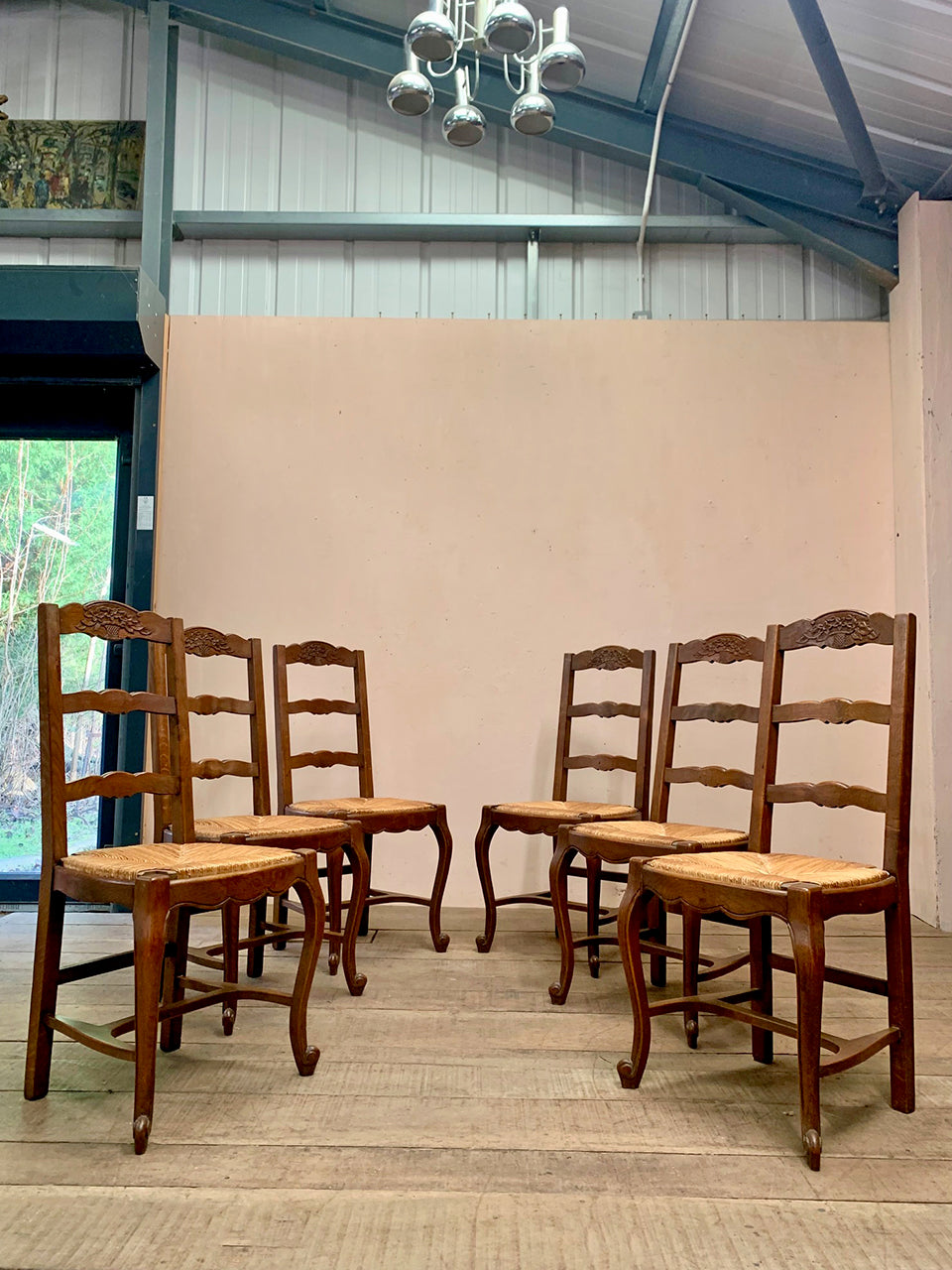 Set of 6 rush seat dining chairs (each)