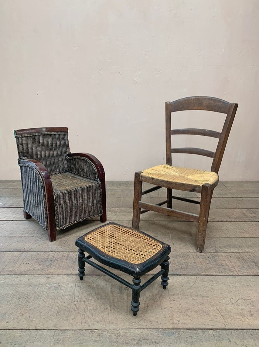 A trio of children's chairs (priced individually) (Cane stool - SOLD)