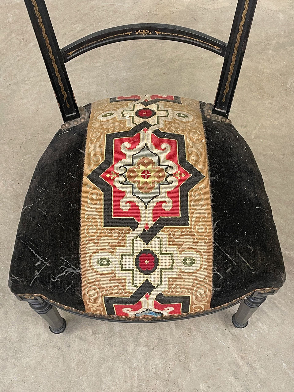 Gilded ebonised chair