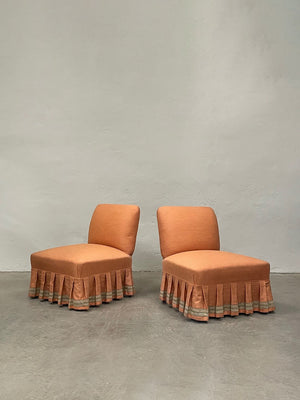 Pair of pillow chairs 'as is' (or + £600 + VAT to re-upholster, ex. fabric)