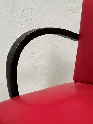 Pair of bridge chairs with ebonised frames