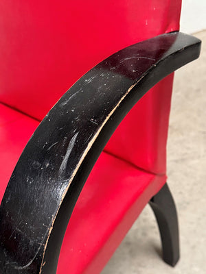 Pair of bridge chairs with ebonised frames