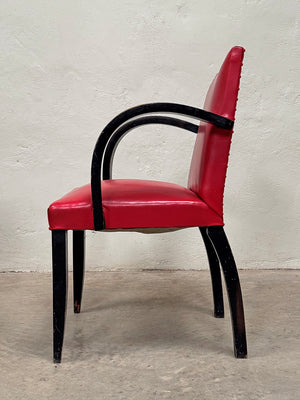 Pair of bridge chairs with ebonised frames