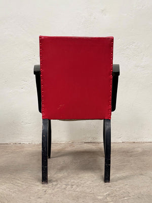 Pair of bridge chairs with ebonised frames