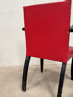 Pair of bridge chairs with ebonised frames