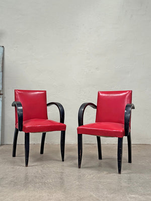 Pair of bridge chairs with ebonised frames