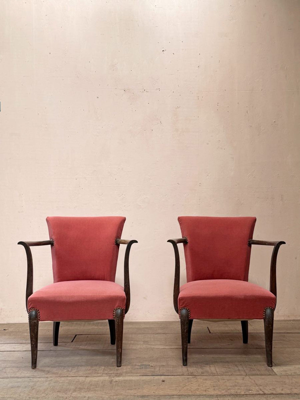 Pair of 1950's open armchairs