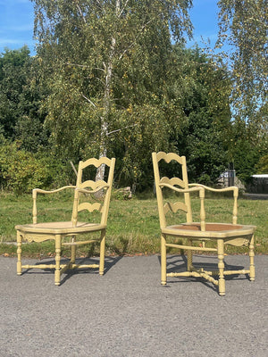 Pair of cream cane seat chairs