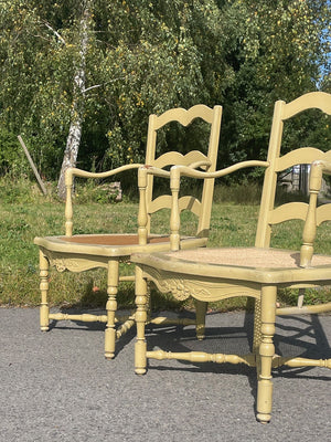 Pair of cream cane seat chairs