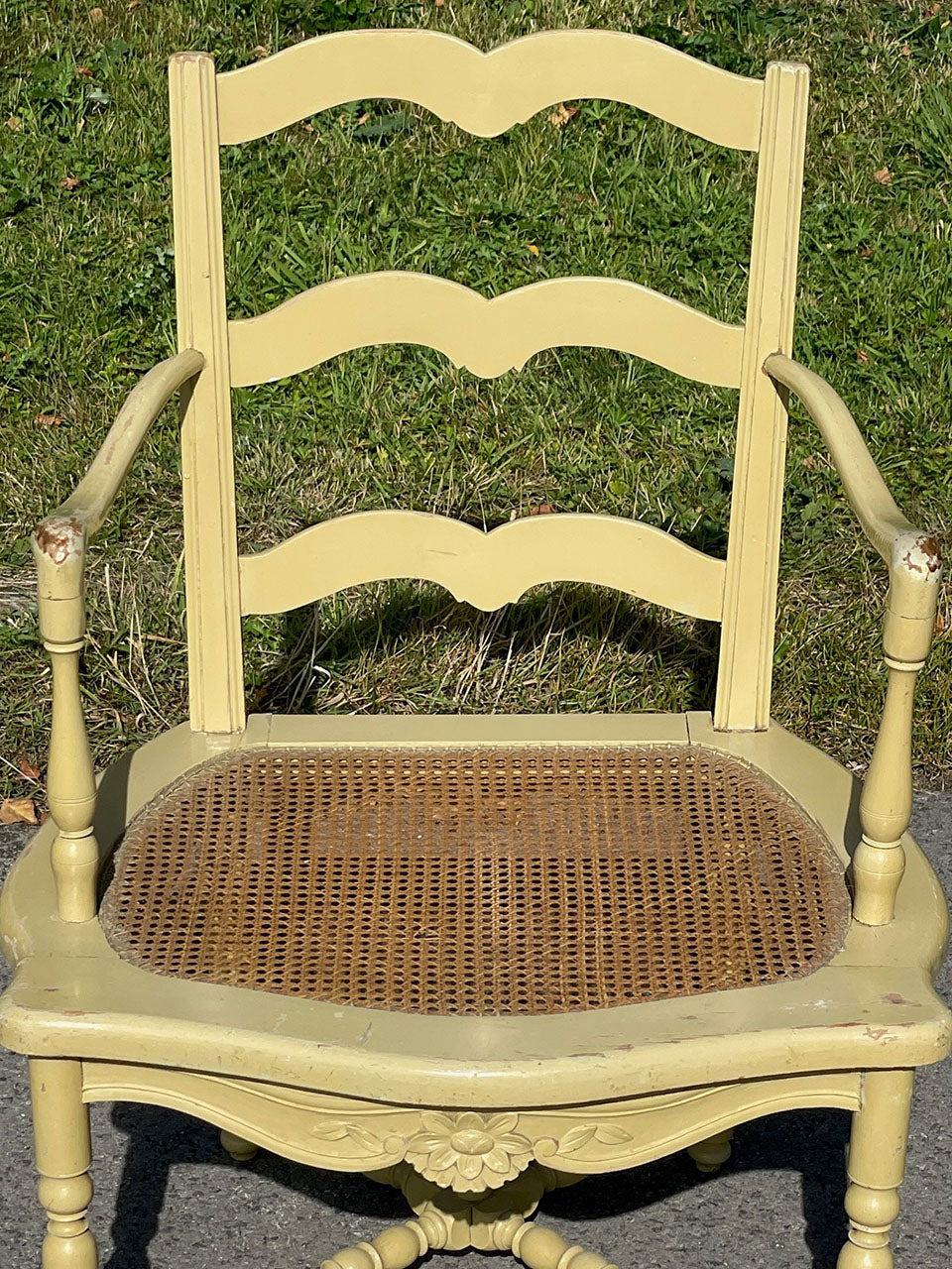 Pair of cream cane seat chairs