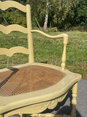 Pair of cream cane seat chairs