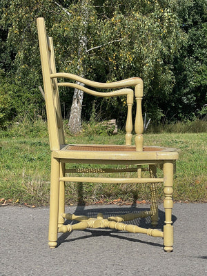 Pair of cream cane seat chairs