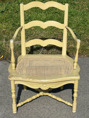 Pair of cream cane seat chairs