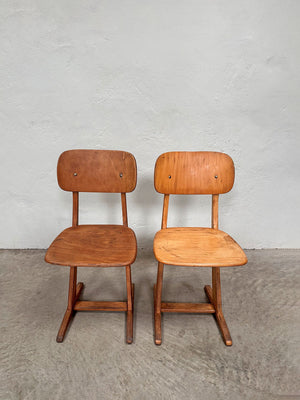 Pair of Mid century wooden chairs