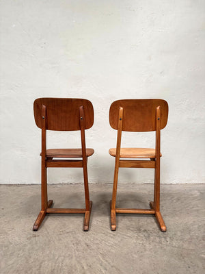 Pair of Mid century wooden chairs