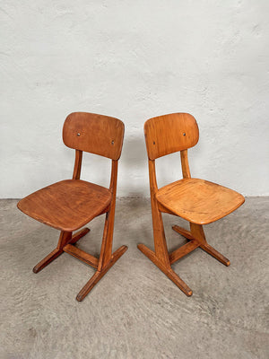 Pair of Mid century wooden chairs