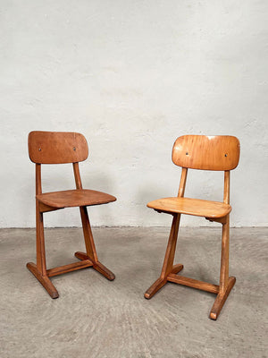 Pair of Mid century wooden chairs