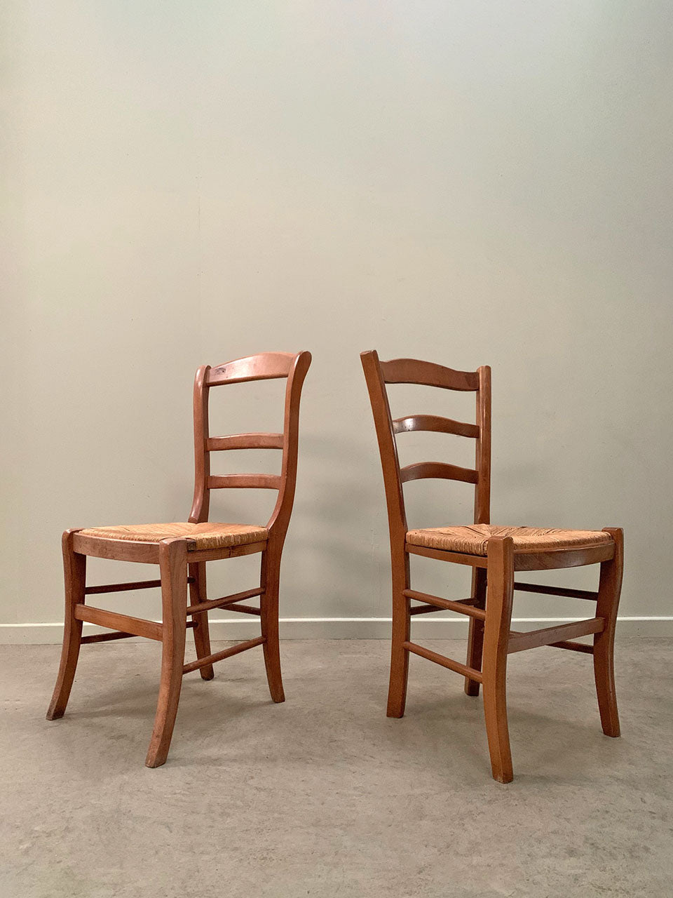 Near pair of rush seat chairs (each)