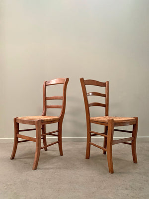 Near pair of rush seat chairs (each)