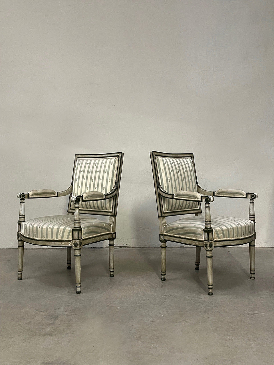 Pair of upholstered salon chairs