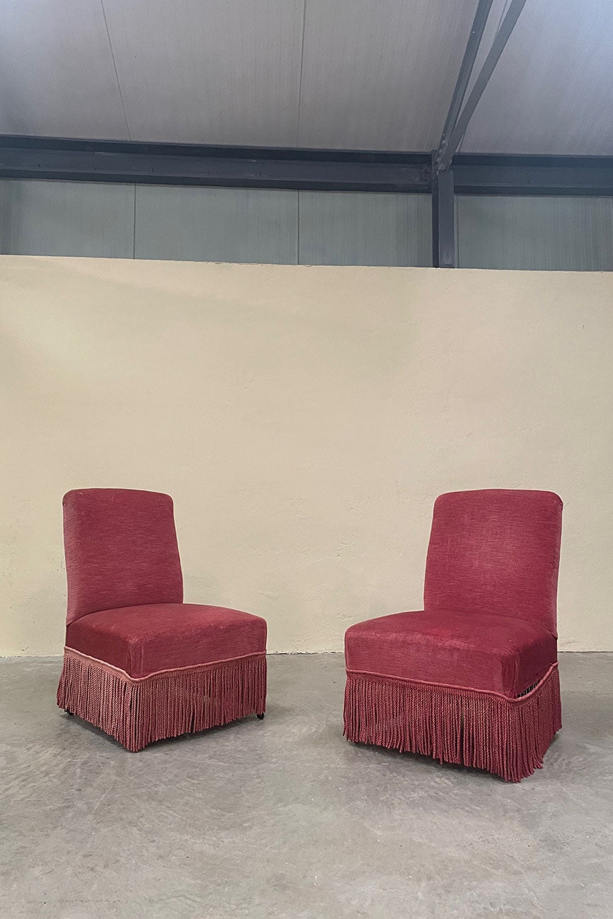 Pair of pink slipper chairs