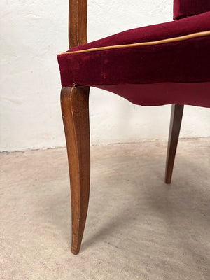 Pair of velvet buttoned bridge chairs