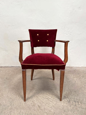 Pair of velvet buttoned bridge chairs