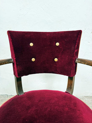 Pair of velvet buttoned bridge chairs