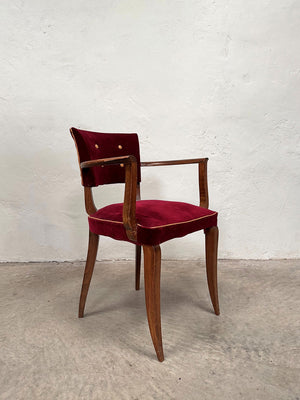 Pair of velvet buttoned bridge chairs