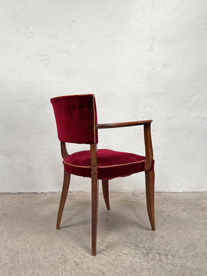 Pair of velvet buttoned bridge chairs
