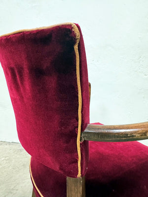 Pair of velvet buttoned bridge chairs