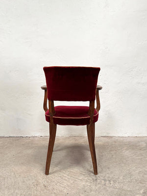 Pair of velvet buttoned bridge chairs