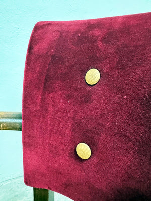 Pair of velvet buttoned bridge chairs