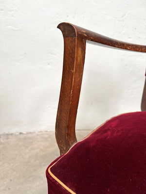 Pair of velvet buttoned bridge chairs