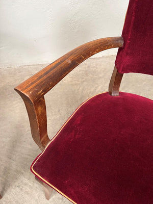Pair of velvet buttoned bridge chairs