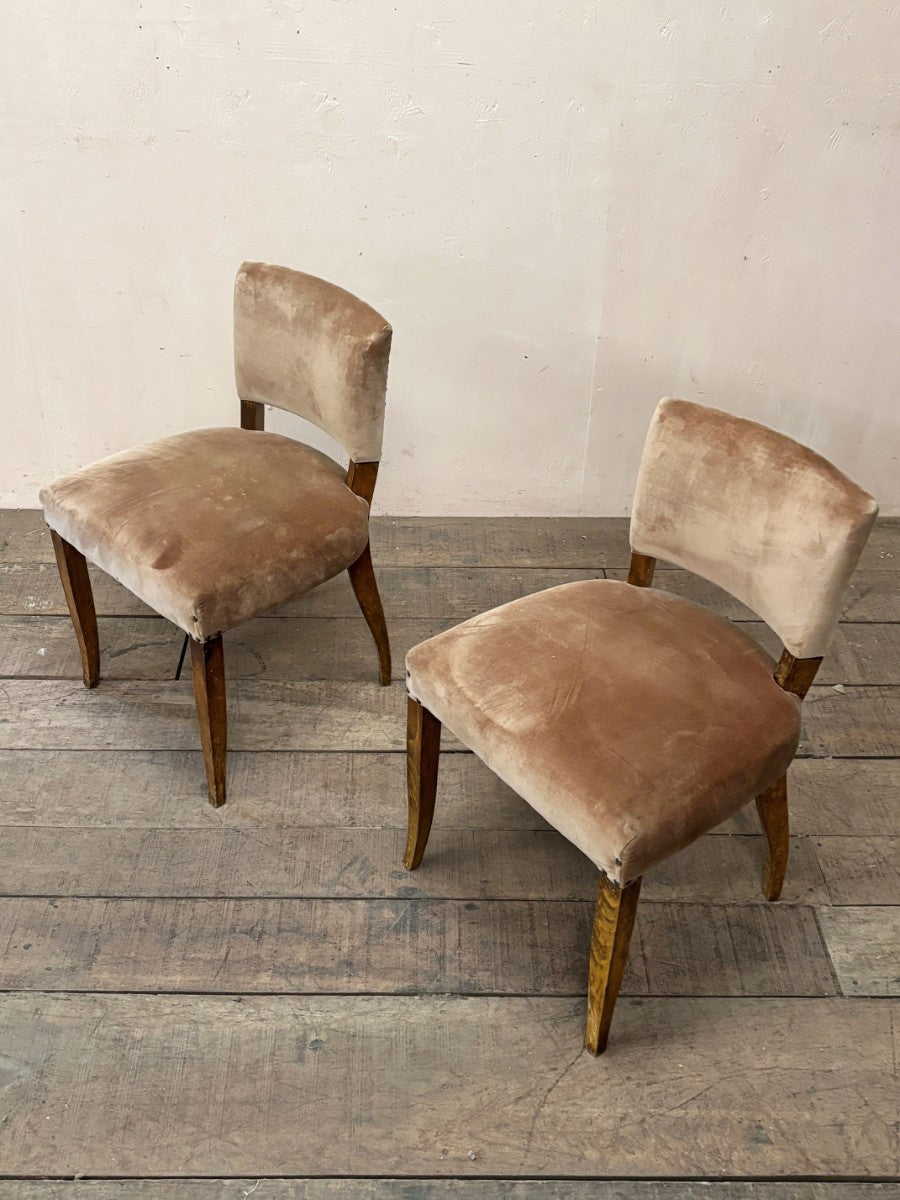 Pair of silk velvet chairs