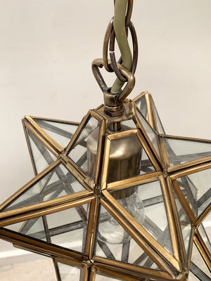 Pair of brass and glass 'star' pendants (Reserved)