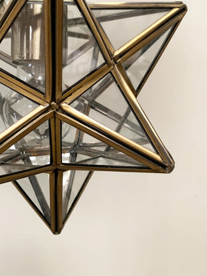 Pair of brass and glass 'star' pendants (Reserved)