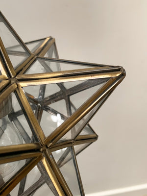 Pair of brass and glass 'star' pendants (Reserved)