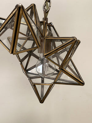 Pair of brass and glass 'star' pendants (Reserved)